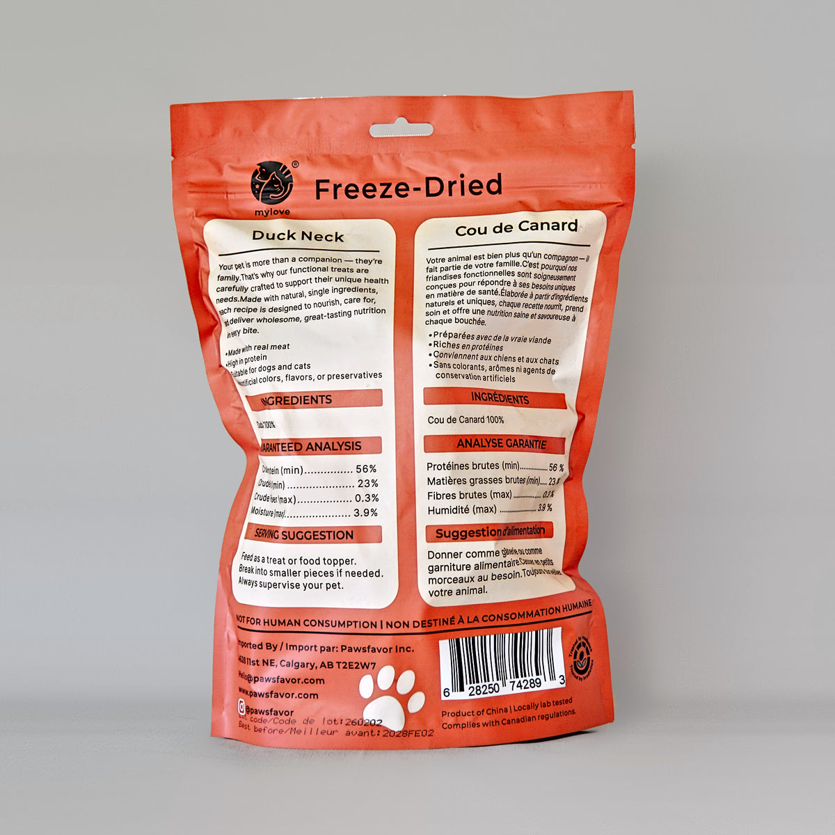 Freeze-Dried Duck Necks for Dogs & Cats – 340 g