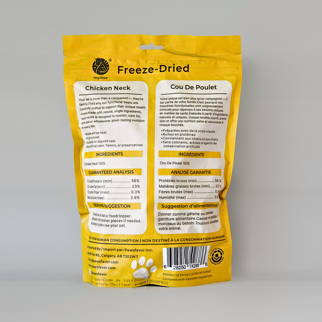 Freeze-Dried Chicken Necks for Dogs & Cats – 340 g