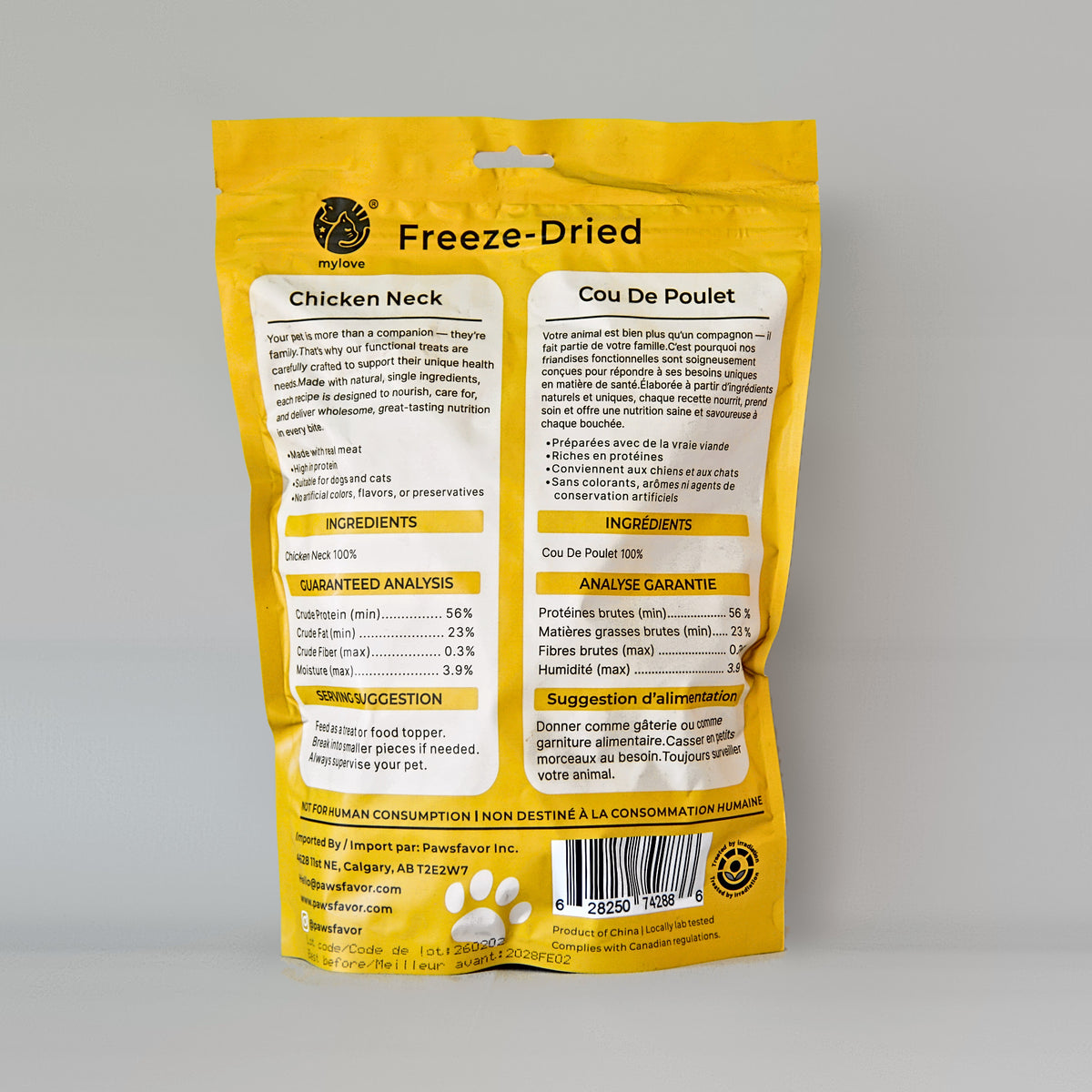 Freeze-Dried Chicken Necks for Dogs & Cats – 340 g