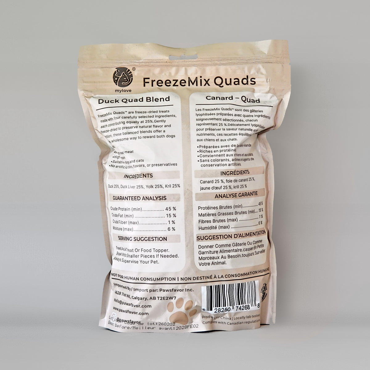 FreezeMix Quads Duck Quad Blend for Dogs & Cats – 454 g
