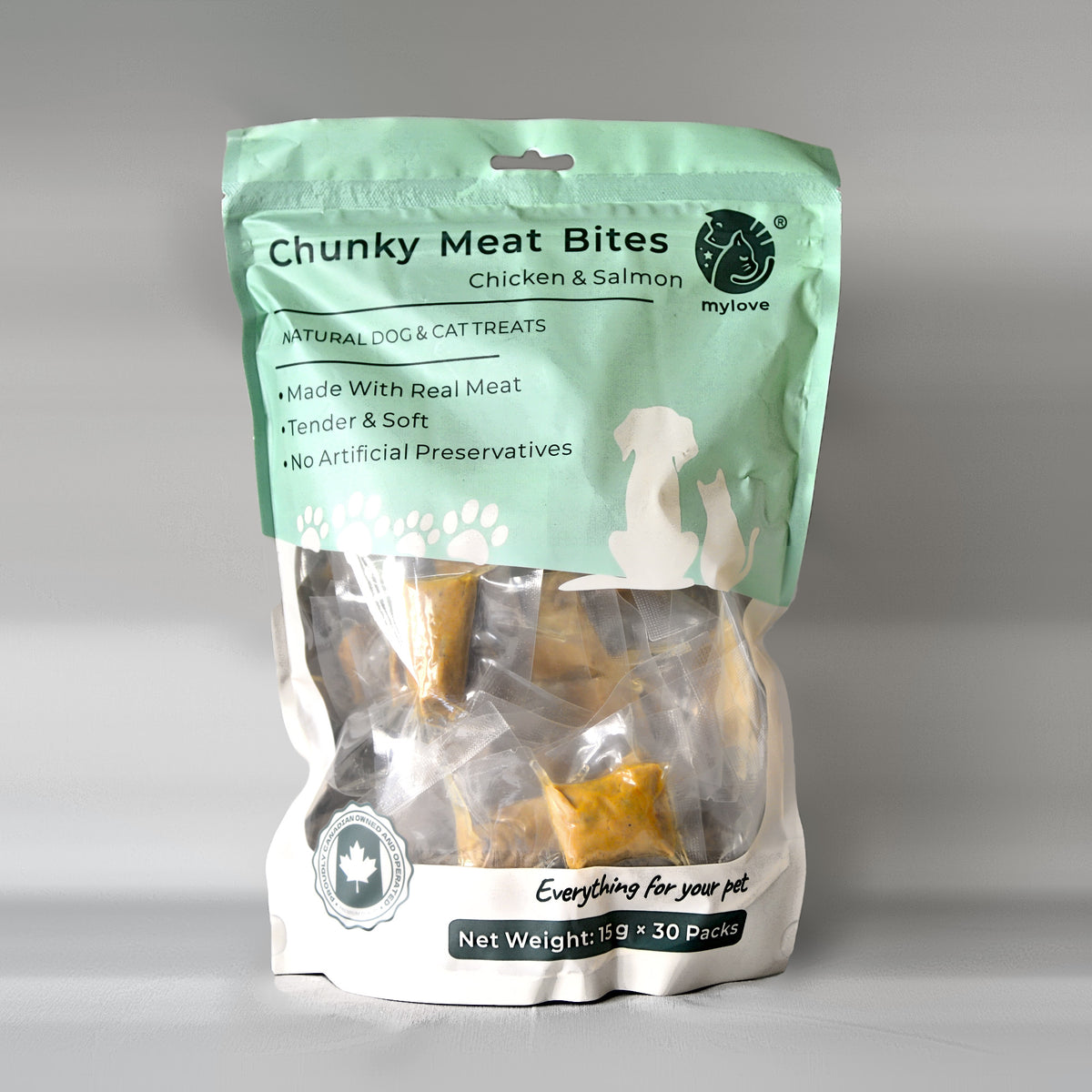 Chunky Meat Bites Chicken & Salmon for Dogs & Cats – 30 × 15 g