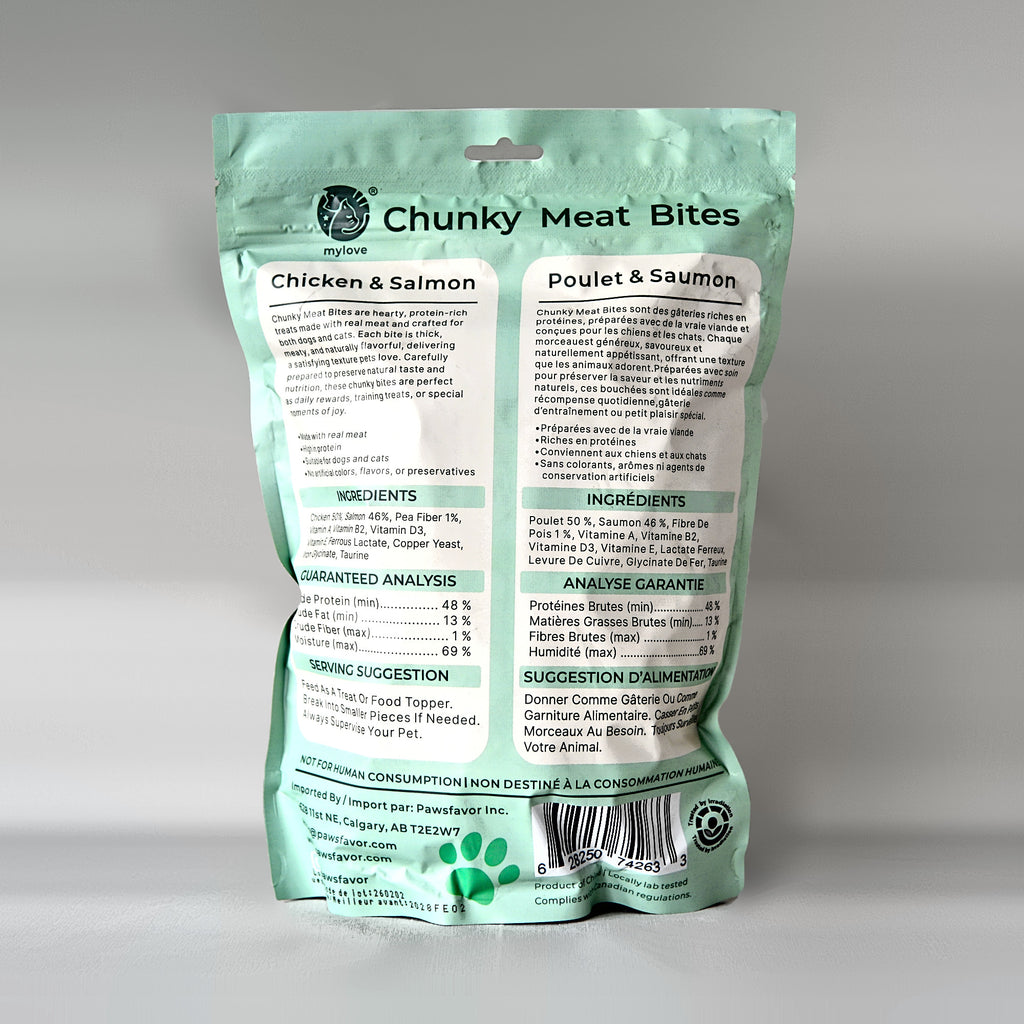 Chunky Meat Bites Chicken & Salmon for Dogs & Cats – 30 × 15 g
