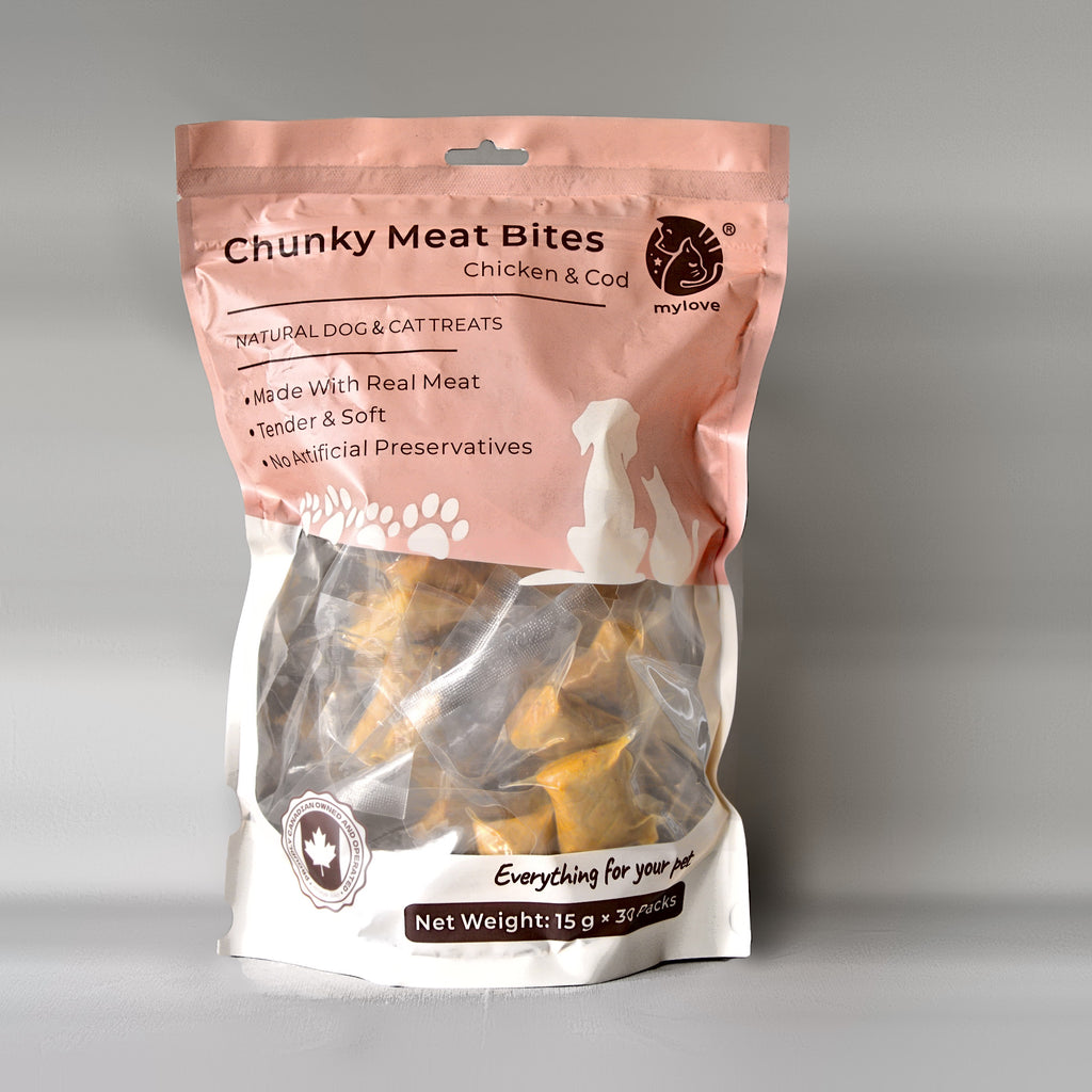 Chunky Meat Bites Chicken & Cod for Dogs & Cats – 30 × 15 g